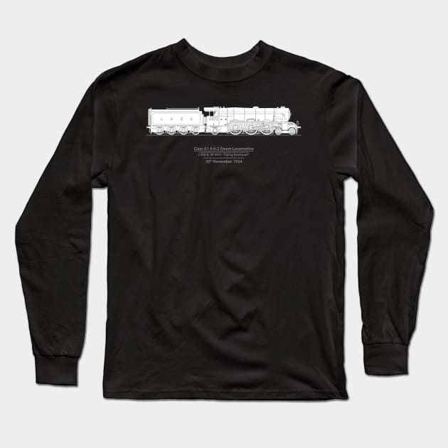 Flying Scotsman 1934 Speed Record 100 MPH Long Sleeve T-Shirt by SteveHClark